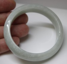 Certified Natural Grade A Untreated White Light Green Jadeite JADE Bangle 57mm
