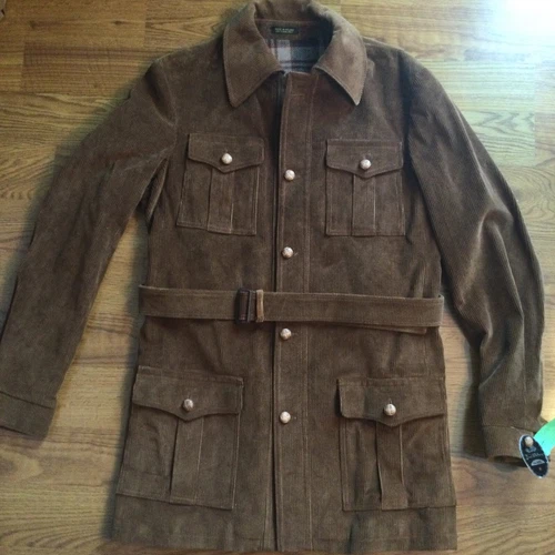 NWT Vintage 70s Brad Whitney Wide Corduroy Jacket Brown W/Belt RARE NEW!! video thumbnail