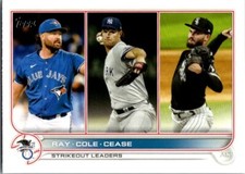 2022 Topps Series 1 NL Strikeout Ldrs Robbie Ray, Gerrit Cole, Dylan Clease #138
