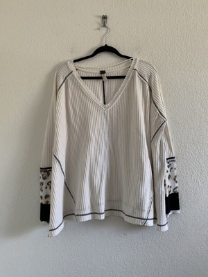 Free People Oatmeal Waffle Knit Pullover Free People We the Free Catalina Thermal Top | Mercari main image 3