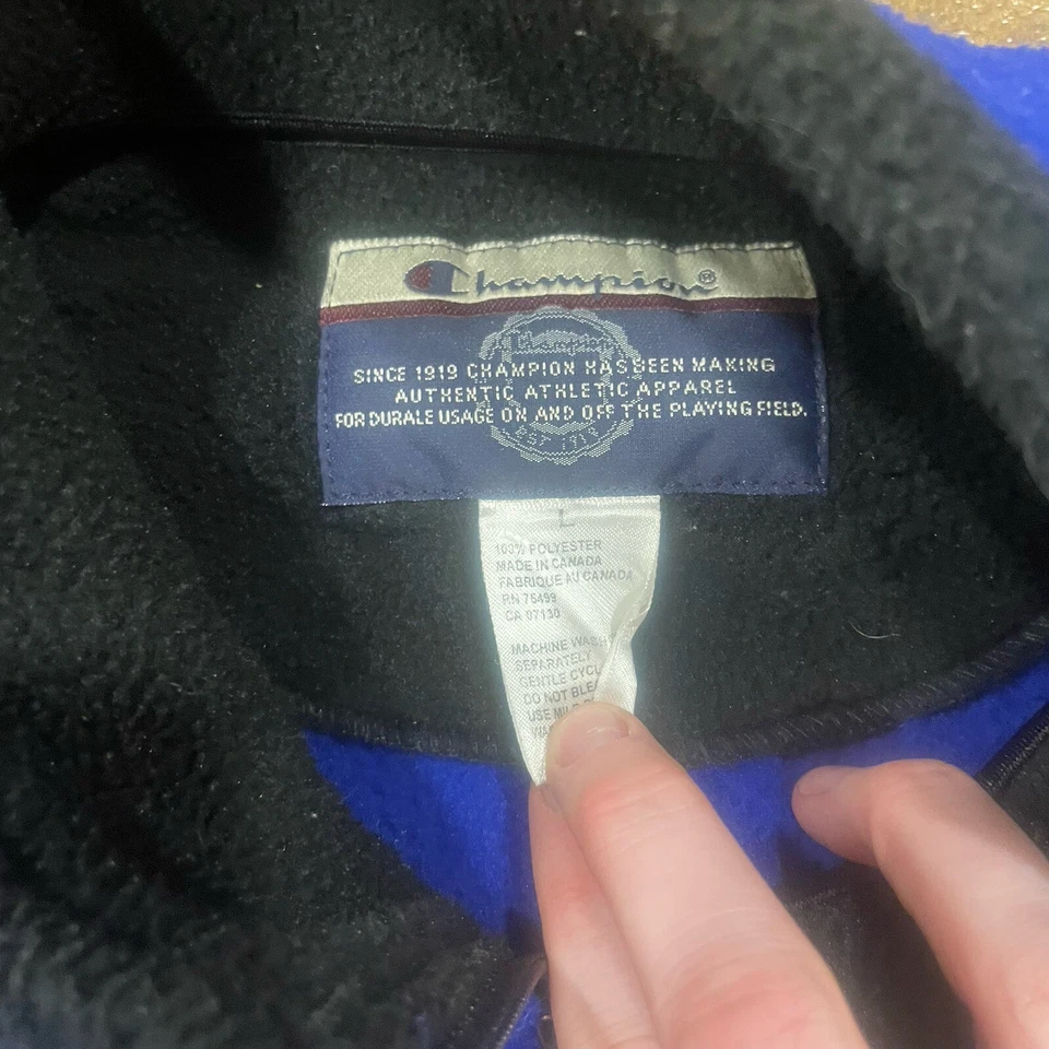 Vintage Champion Hecho en Canadá Azul Mejor Cremallera Vellón Retro Hombres’s Bolsillos Grandes Foto 4 de 4