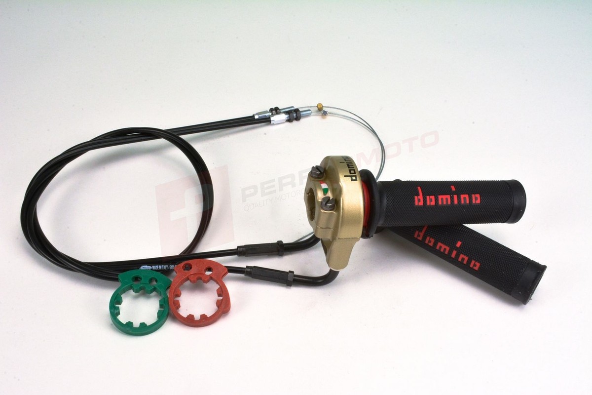 Genuine Domino XM2 Gold Quick Throttle and Cables for Kawasaki
