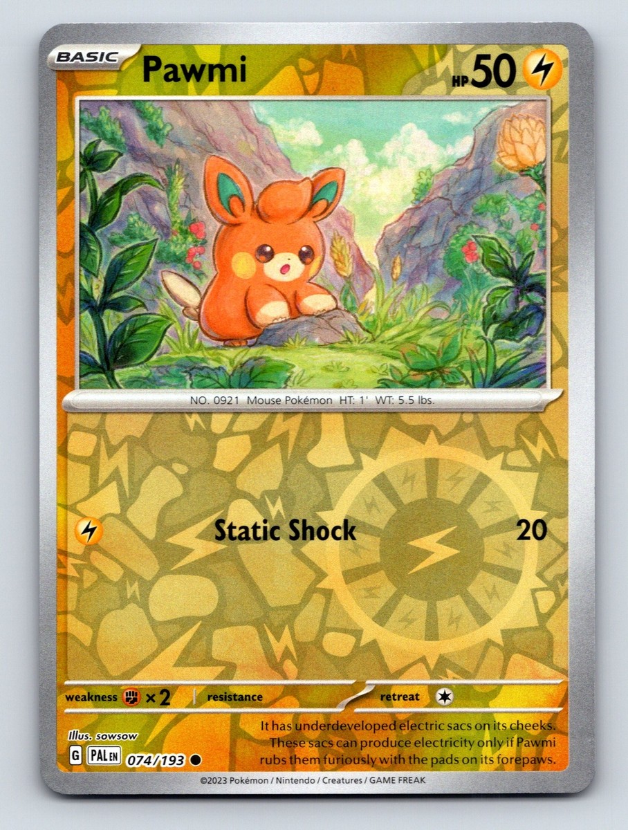 Basic Pawmi HP 50 Static Shock Attack Electric Type Card Yellow Art