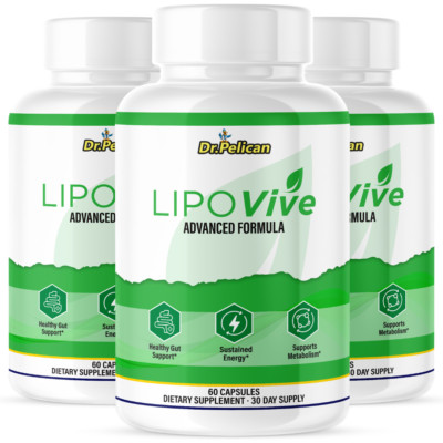 LipoVive- Digestive Support- 3 Bottles- 180 Capsules
