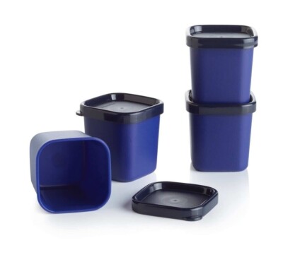 NEW Tupperware set of 4 royal blue 2 oz Ramekins microwave container SHIPS FREE