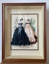  Superbe Tableau gravure ancienne" La mode illustrée " sous-verre