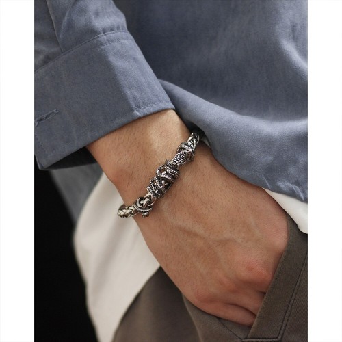 8mm Mens Hip Hop 20CM Stainless Steel Magnetic Buckle Snake Link Bracelet - Picture 5 of 10
