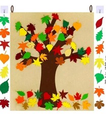 DIY Kids Activity Fall Tree Craft Kit Felt Fall Tree Board W/ 52 pcs Detachable
