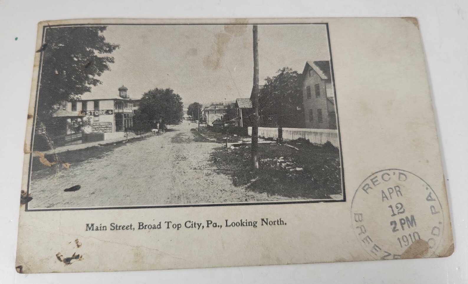 Antique Postcard Broad Top City PA Huntingdon Co Main St Postmarked