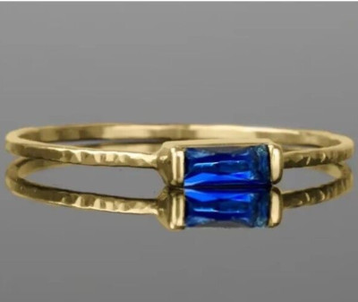 Gold zarter zierlicher königsblau Farbe Baguette Vorsteckring Sale Gr. 60 S