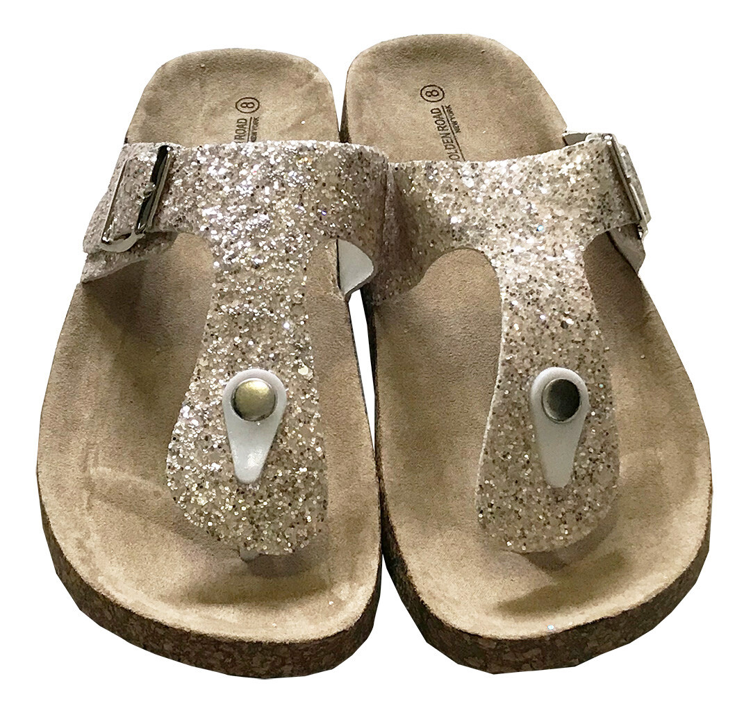 PANTOFOLA D’ORO Women Thong Glitter Sandal Shoes Flip Flops Flat Summer Slipper Silver Glitter 9