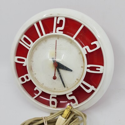 General Electric ビンテージ時計 レッド MCM Vintage 1950's General Electric Telechron 2H45 Kitchen Wall
