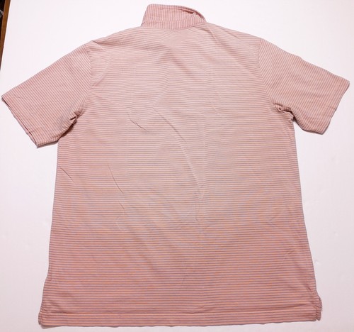 Polo PETER MILLAR manica corta lavaggio mare corallo arancione a righe XL - Foto 8 di 8