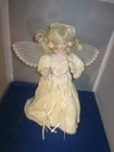 Vintage Lighted Angel Christmas Tree Topper Porcelain Head & Hands 13" USA