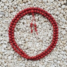 Tibetan Buddhism Red Coral 108 Prayer Beads Gems Mantra Mala Necklace Meditation