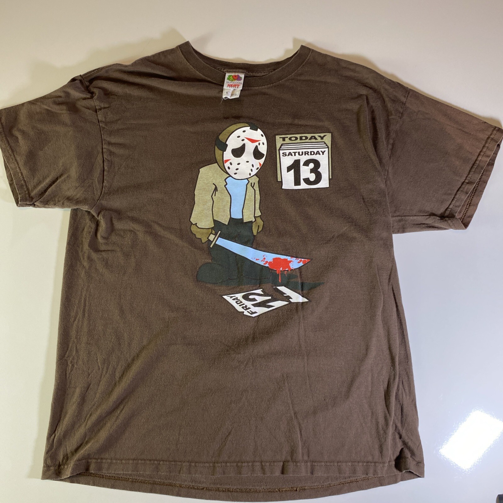 Friday The 13th Medium Brown T-shirt Horror Scary Movie Mystery Slasher Jason