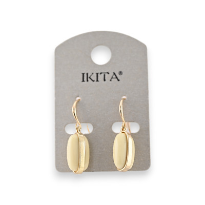 Boucles D'oreilles Dormeuses IKITA émaillées Orange - Métal Doré - Neuves Avec étiquettes