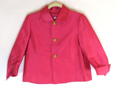 Women's Eden Blake Hot Pink Gold Button Silk Blazer Sz 2 Xs Nwot Career Cropped