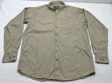 Harley Davidson Beige Mens Large Tall Long Sleeve 100% Cotton Button Down Shirt*