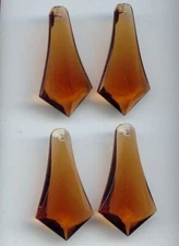 6 VINTAGE SMOKED TOPAZ ACRYLIC 42x22mm. FACETED DECO DROP PENDANTS 6518