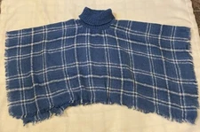 Kate And Mallory Womens One Size Turtleneck Shawl Pullover Blue And White