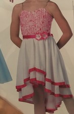 Dansco White Bright Pink Ballet, Jazz, Lyrical, Pointe Costume Sz Large Child