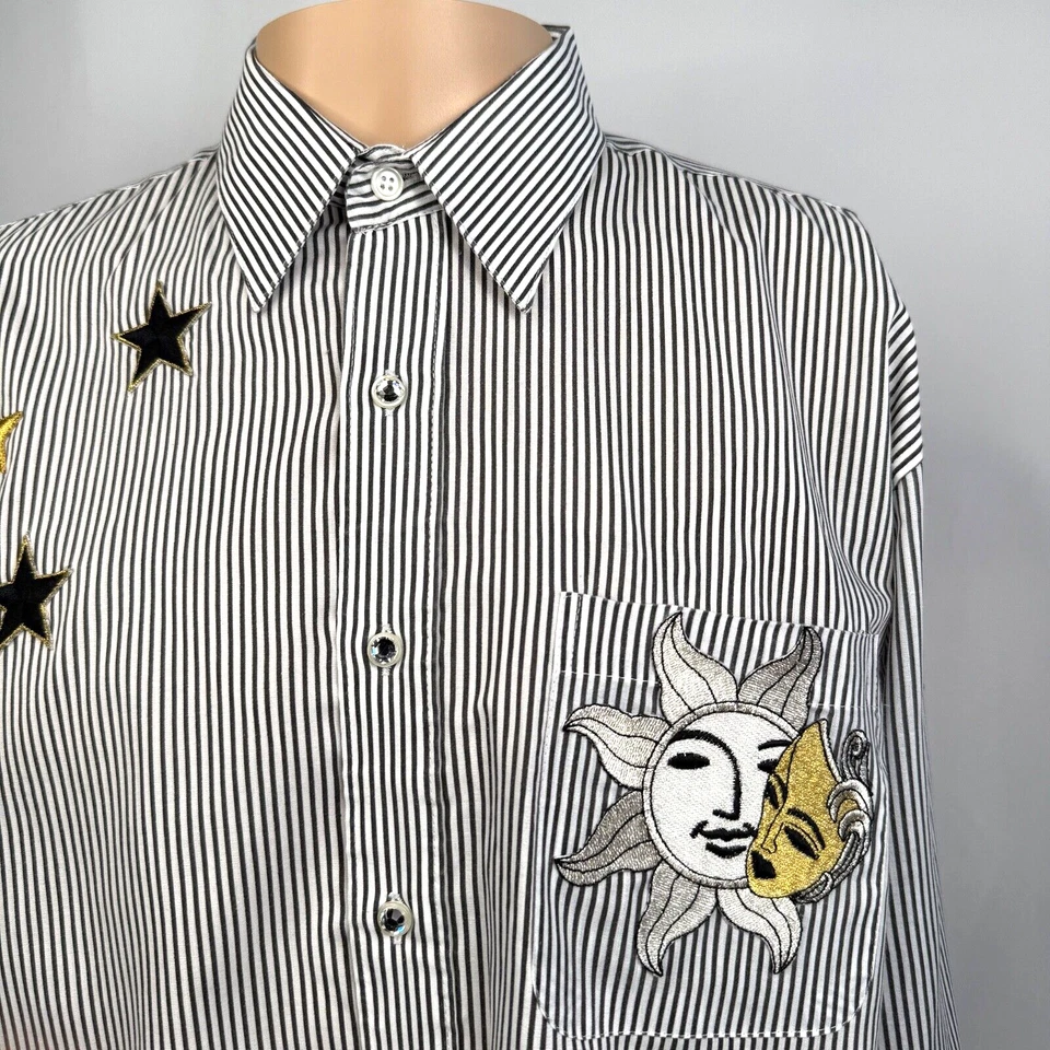 Marquis Embellished Button Up Shirt Mens Size 16.5 34-35 Embroidery - Image 4 of 4