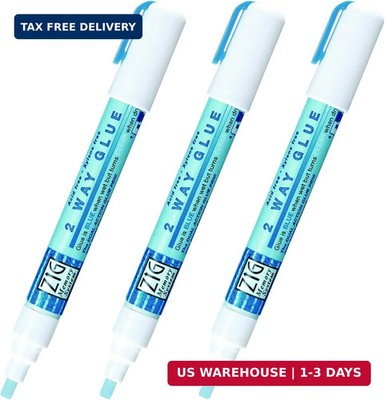 Kuretake ZIG 2-Way Glue Pen 3 Pack Chisel Tip Craft Scrapbook Adhesive
