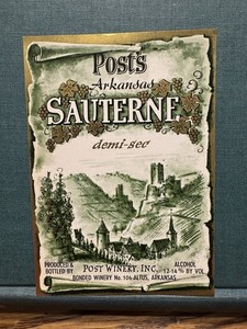 Vintage Posts Sauterne Wine Bottle Label Altus Arkansas Unused Frame Collect Old