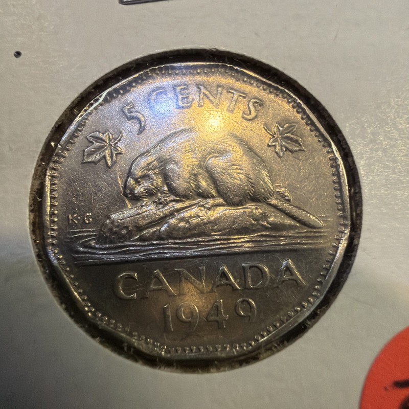 1949 Canada 5 Cent George VI Canadian  Nickel Coin Five Cents U257