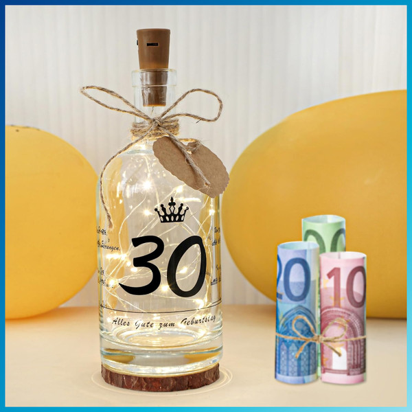 LED Flaschenlicht 30. Geburtstag Geschenk FüR Frauen Und MäNner Personalisiert-image