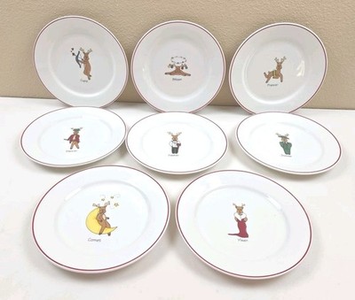 LTD Rainbow Mountain Santa's Reindeer 8.5  Salad/Dessert Plates Set of 8 Ceramic