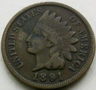 US 1891 Indian Head Cent  **
