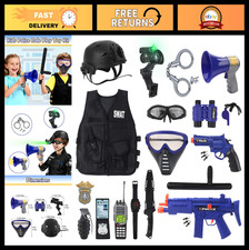 Kids Police Officer Costume with SWAT Vest, Helmet Backpack - Fun Dress Up Out