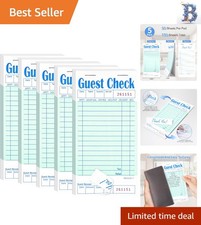 5-Pack Detachable Receipt Guest Check Books - Essential Server Notepad for Cafes