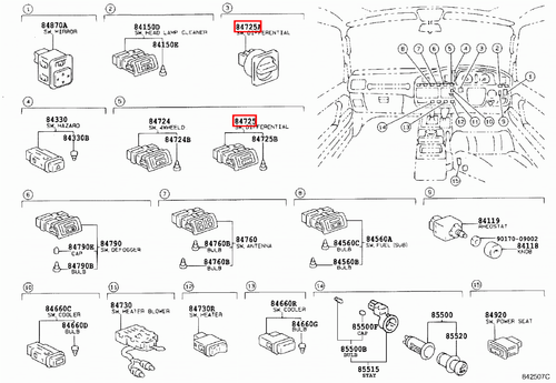 Genuine Toyota LandCruiser HDJ80 HDJ79 HDJ78 GRJ79 Front Rear Diff Lock Switch - Picture 12 of 20