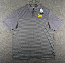 Michigan Wolverines Performance Polo Shirt Mens 2XL Striped Champion Embroidered