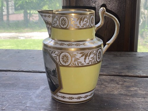 Chamberlain’s Worcester Pitcher Yellow With Gilt View Of Worcester Ca. 1840’s - Picture 3 of 9