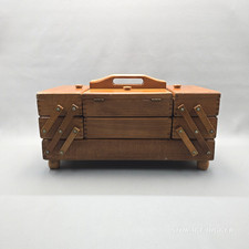 VTG Brown Wooden Accordion 3 Tier Fold Out Se...