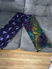 Vintage Velvet and Rayon Chiffon Scarf Textile Beautiful