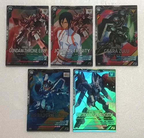 Lot of 5 Japanese Mobile Suit Gundam Arsenal Base Master Rare Card set