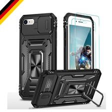 Schutzhülle Schwarz mit Displayschutz für iPhone 7/8/SE 2020/2022, Militär-Gr...