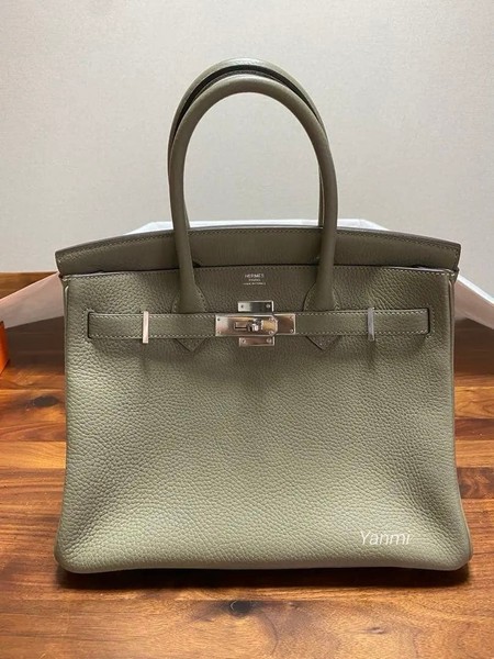 HERMES Birkin 30 silver hardware sauge 778195