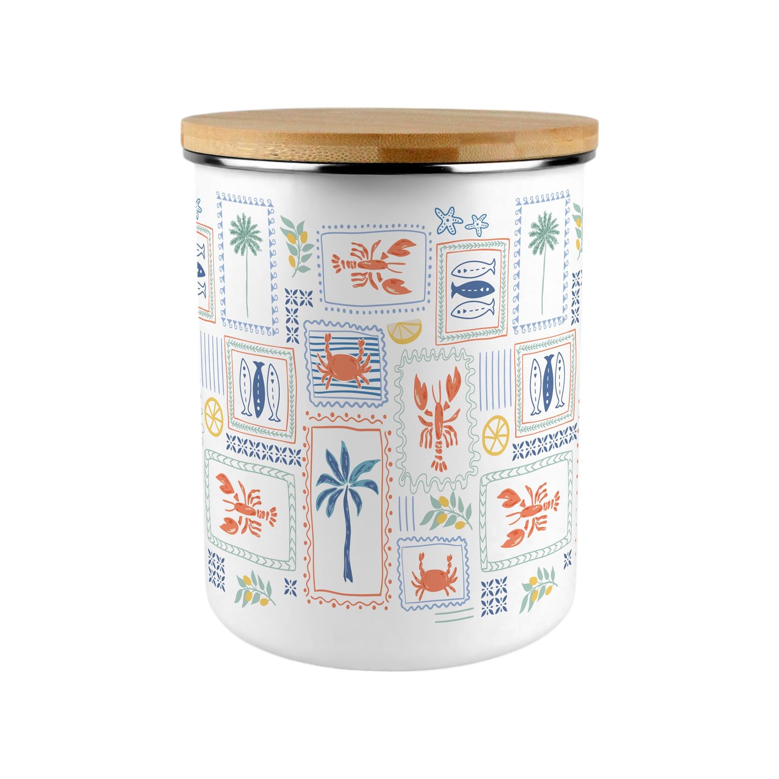 Mediterranean Storage Tin - 2.7L Extra-Large Home & Kitchen Canister