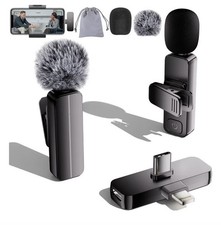 Wireless Lavalier Microphone USB-C Lightning Clip-on AI Noise Cancellation