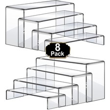 Large Acrylic Risers, 8 Pcs 2 Set(7”L~8”L~9”L) Acrylic Display Set Rectangula...
