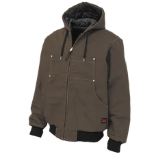 Tough Duck Unisex Classic Hooded Bomber Jacket Dark Brown - WJ30, Dark Brown
