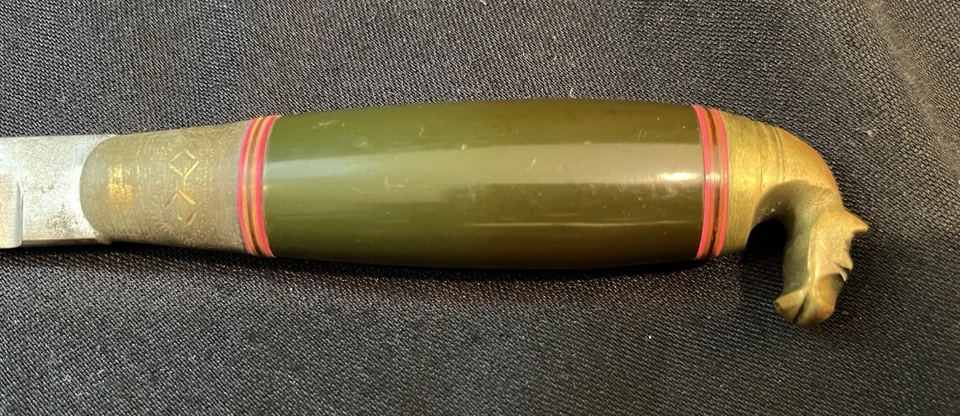 CUCHILLO CABEZA CABALLO FINLANDIA IISAKKI JARVENPAA VINTAGE ACERO INOXIDABLE Y FUNDA DE CUERO Foto 4 de 4