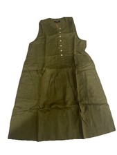 Quince 100% European Linen Sleeveless Swing Dress Green S