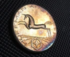 1981-S Hoffman & Hoffman 1oz Silver UNICORN JUMPING thru CRESCENT RAINBOW #LC-W
